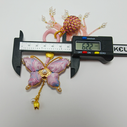 Pink Song Brocade Butterfly Charm | Versatile Keychain, Bag & Phone Accessory (Palace-Inspired)