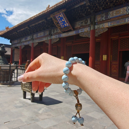 10mm Porcelain Beaded Bracelet | Temple-Inspired Non-Tarnish Charm for Calm & Balance (White/Pink/Blue)