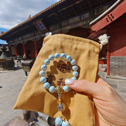 10mm Porcelain Beaded Bracelet | Temple-Inspired Non-Tarnish Charm for Calm & Balance (White/Pink/Blue)