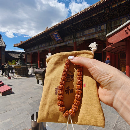 Temple-Inspired Rudraksha Mala Bracelet | Handcrafted for Mindfulness & Inner Peace, 10.5–11mm Beads, 27 Beads