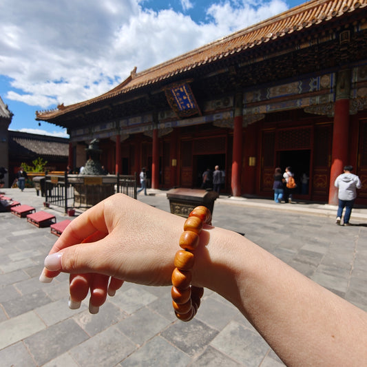 Natural Cypress Wood Bracelet (10.5mm) | Temple-Inspired Mindful Wear for Calm & Balance