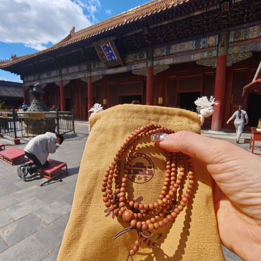 4mm Natural Sandalwood Mala Bracelet | Temple-Inspired Multi-Layer Wrap for Calm & Mindful Living