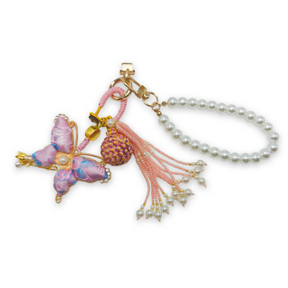 Pink Song Brocade Butterfly Charm | Versatile Keychain, Bag & Phone Accessory (Palace-Inspired)