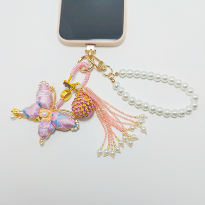 Pink Song Brocade Butterfly Charm | Versatile Keychain, Bag & Phone Accessory (Palace-Inspired)