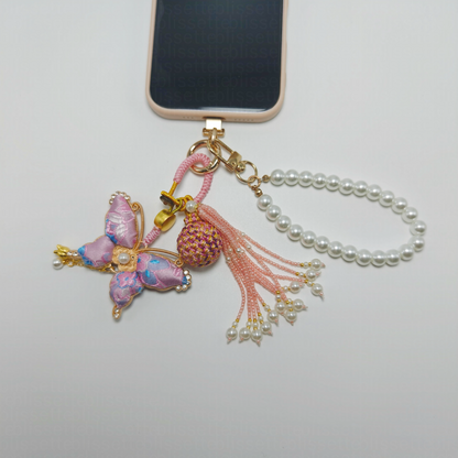Pink Song Brocade Butterfly Charm | Versatile Keychain, Bag & Phone Accessory (Palace-Inspired)