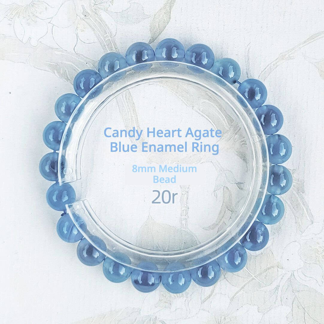 Sugar Heart Agate Bracelet | Half-Sugar Solid Color Small Beads | Beijing Temple Style | Exquisite Classic Design | 8mm Medium Beads, Blue
