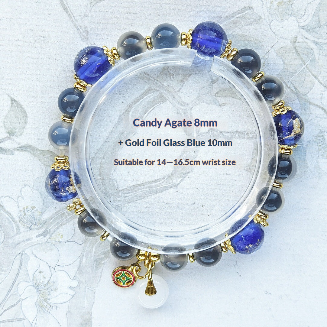 Sugar Heart Agate Half-Sugar Bracelet | Gold Foil Glass Design | Panjiayuan Premium Quality 2026 | New Chinese Style
