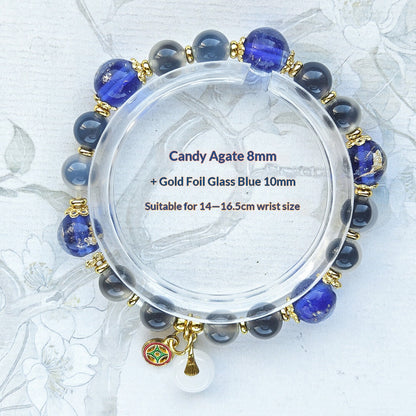 Sugar Heart Agate Half-Sugar Bracelet | Gold Foil Glass Design | Panjiayuan Premium Quality 2026 | New Chinese Style