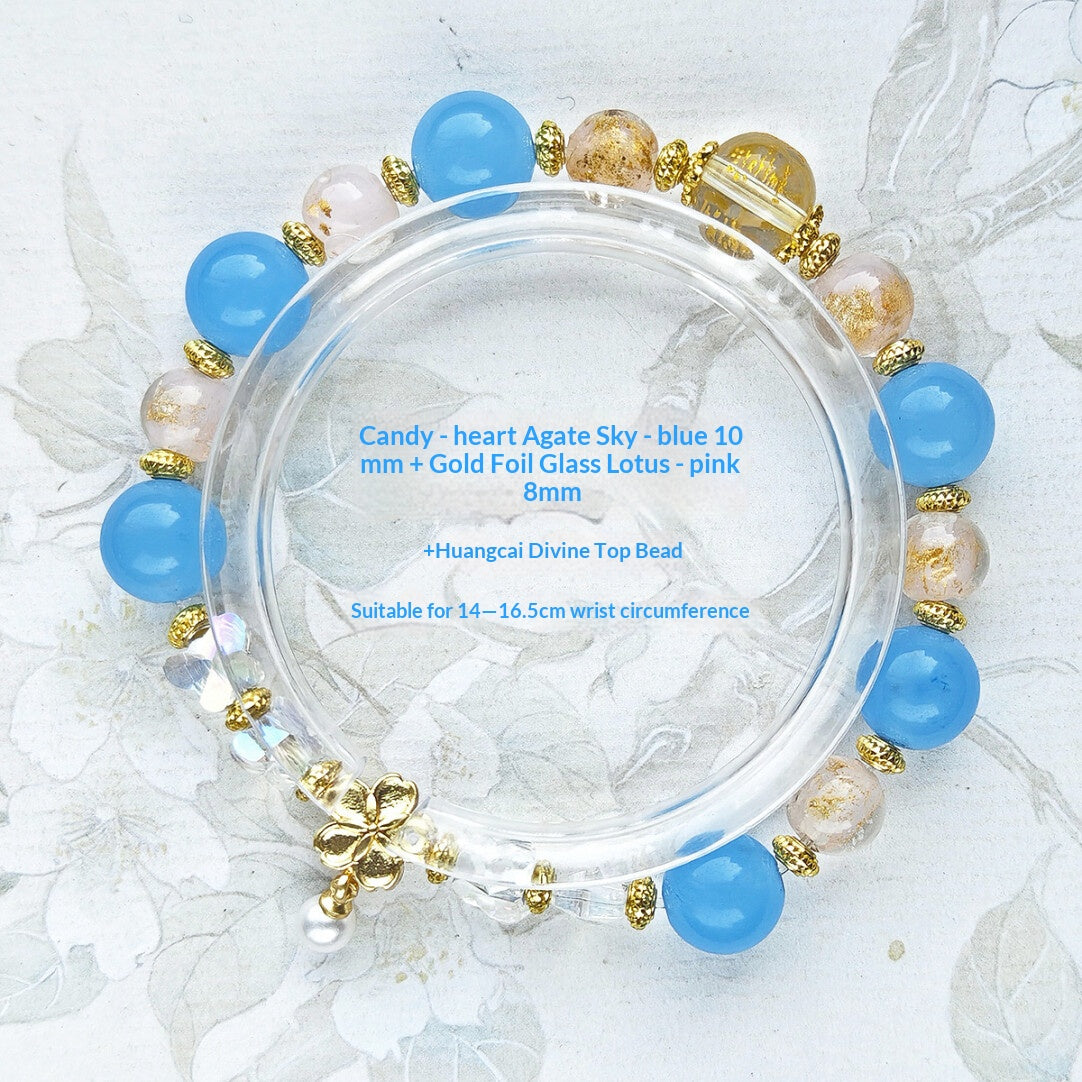 Sugar Heart Agate Half-Sugar Bracelet | Gold Foil Glass Design | Panjiayuan Premium Quality 2026 | New Chinese Style