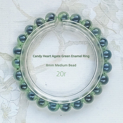 Sugar Heart Agate Bracelet | Half-Sugar Solid Color Small Beads | Beijing Temple Style | Exquisite Classic Design | 8mm Medium Beads, Blue