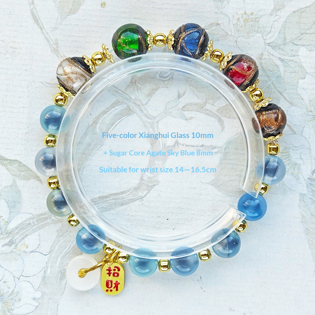 Sugar Heart Agate Half-Sugar Bracelet | Gold Foil Glass Design | Panjiayuan Premium Quality 2026 | New Chinese Style