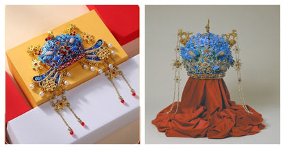 Ming Dynasty Phoenix Crown Fridge Magnet – Imperial Dragon & Kingfisher Feather Replica, Forbidden City Souvenir